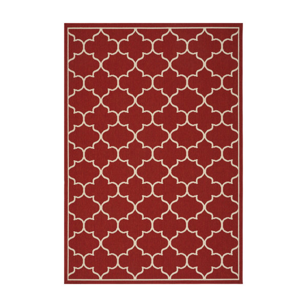 Winston Porter Thomes Geometric Looped/Hooked Area Rug in Red Wayfair